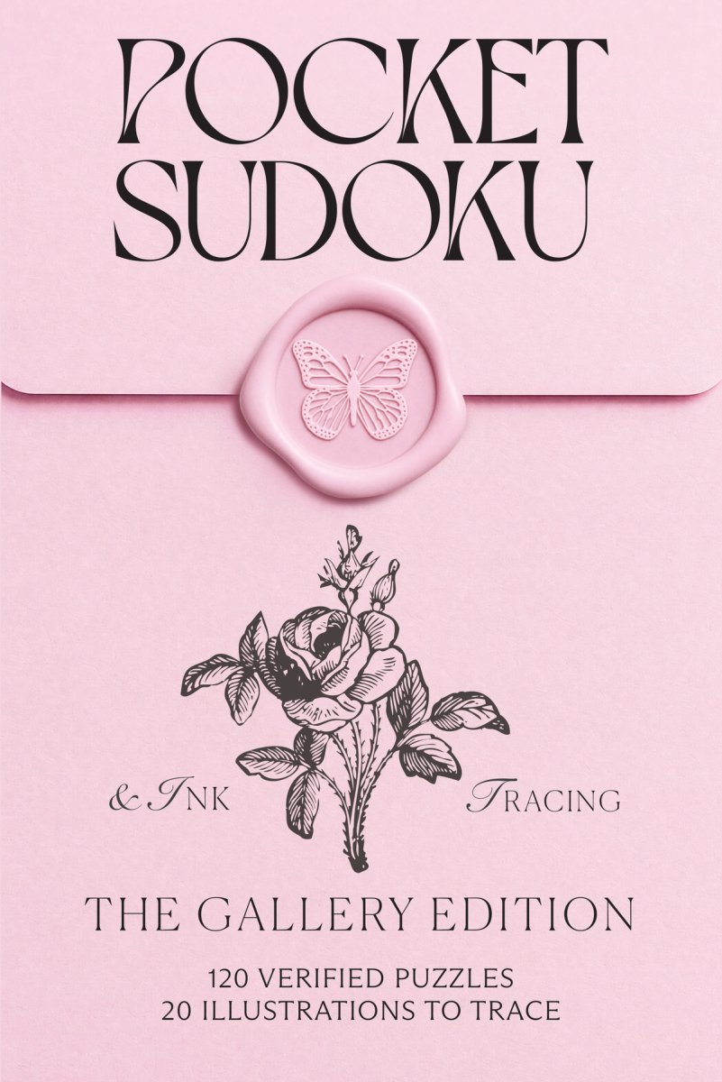 Front cover: a powder pink envelope with a butterfly seal and an engraved rose.